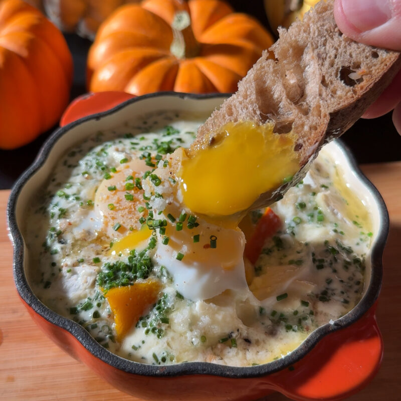 Œuf cocotte potimarron (sans four)