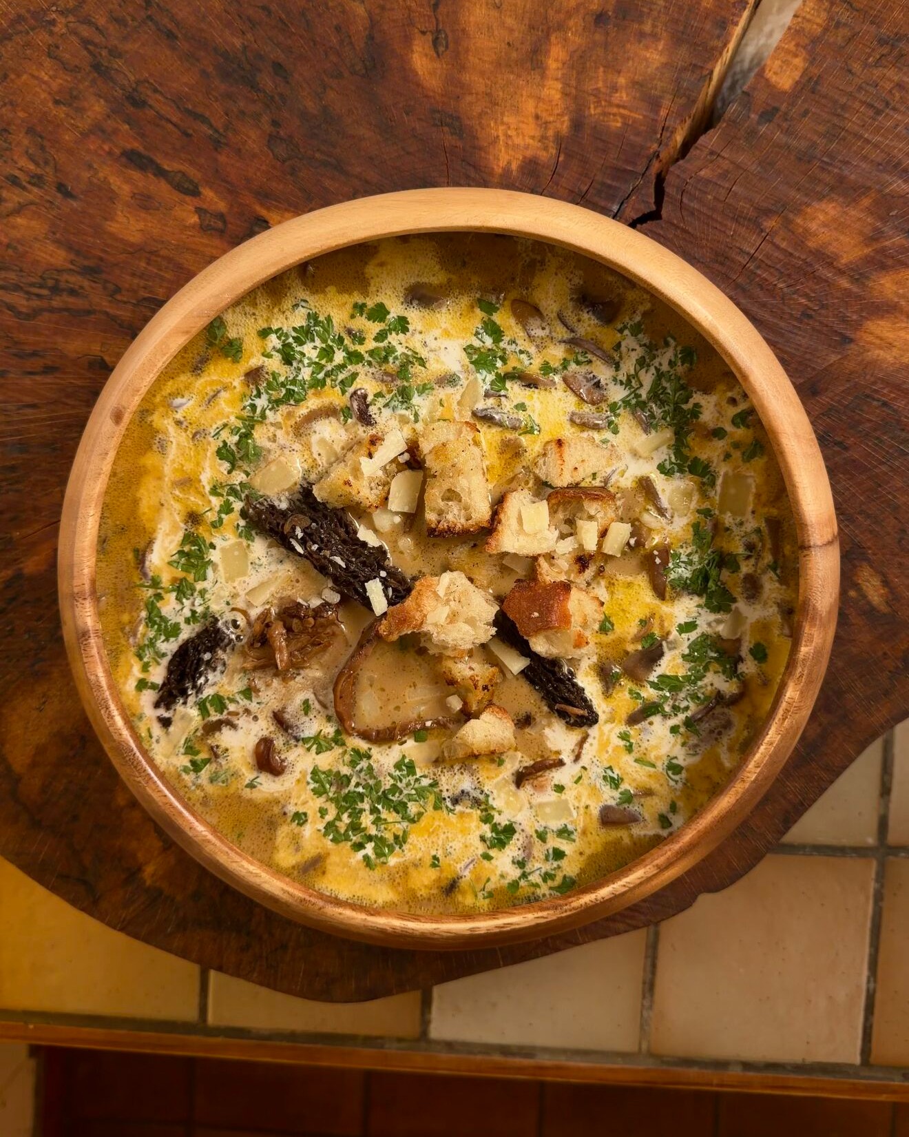 Soupe aux trois champignons